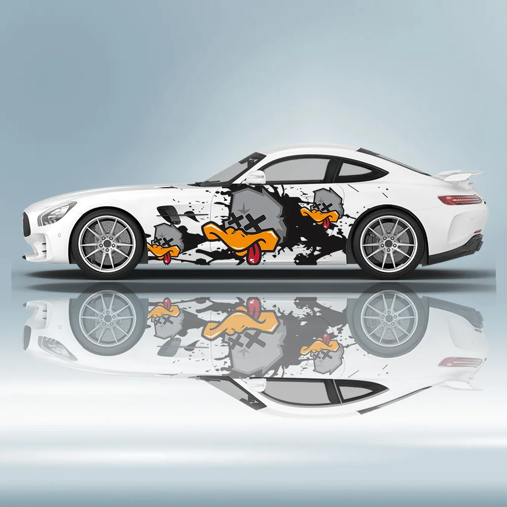 

X Eyes Big Mouth Duck Black Splash Sticker Car Sticker Full Body Decal Decoration Cover Scratch Protect Car Sticker Waterproo