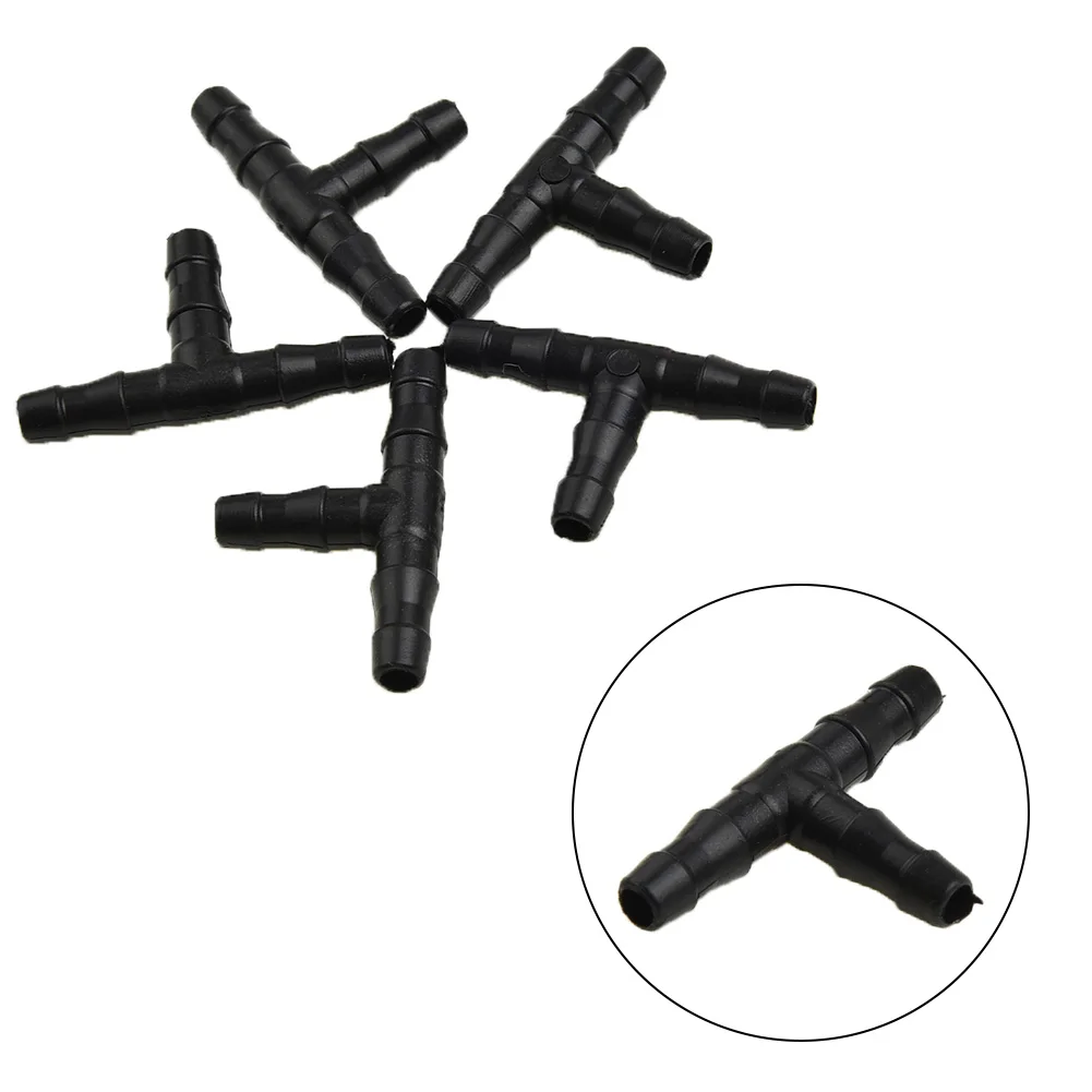 50pcs Plastic Tee Joint Connectors for Hose Coupling Compatible with 4mm / 7mm Tubing for Efficient Irrigation Drip Systems