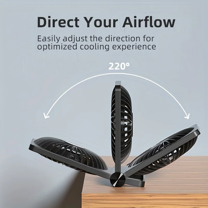 مروحة مكتب، مروحة USB صغيرة فائقة الهدوء، رياح قوية، 180 °   مروحة شخصية قابلة للطي 3 سرعات قابلة للتعديل تعمل بمنفذ USB-C للمكتب المنزلي