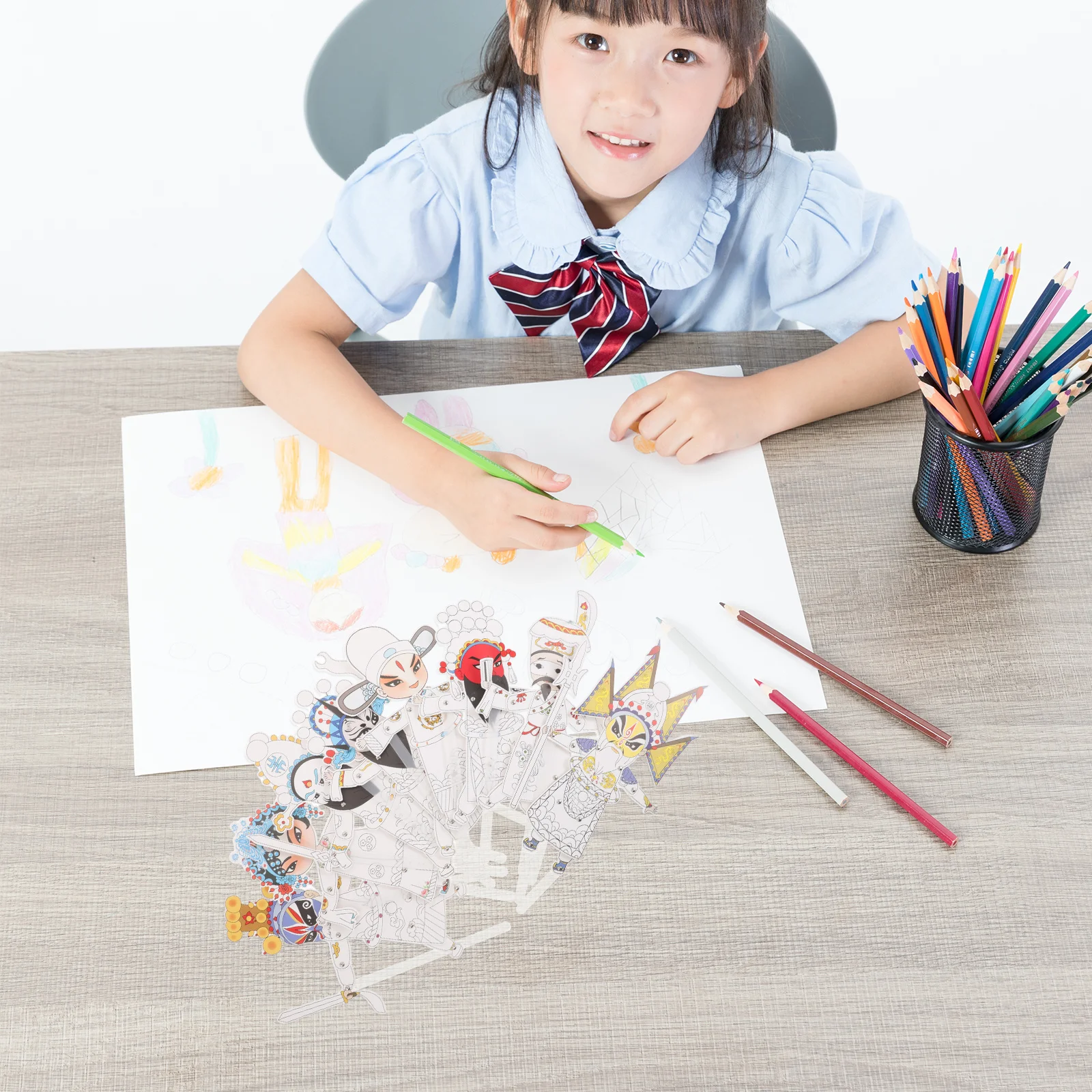 8Pcs Chinese Shadow Puppet Art Craft Kit Traditional Hand Puppet Painting Set Creative DIY Decor