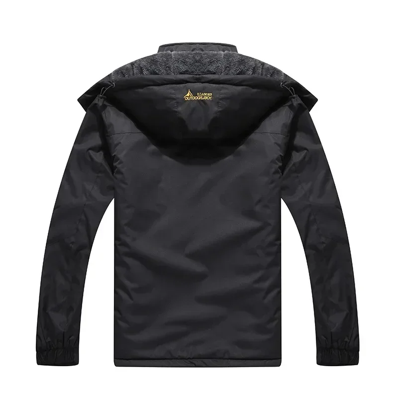 Fleece Lined Couple Outdoor Mountaineering Coat Thick Warm Windproof Cold Resistant Plus Size Loose Travel Casual Male Female