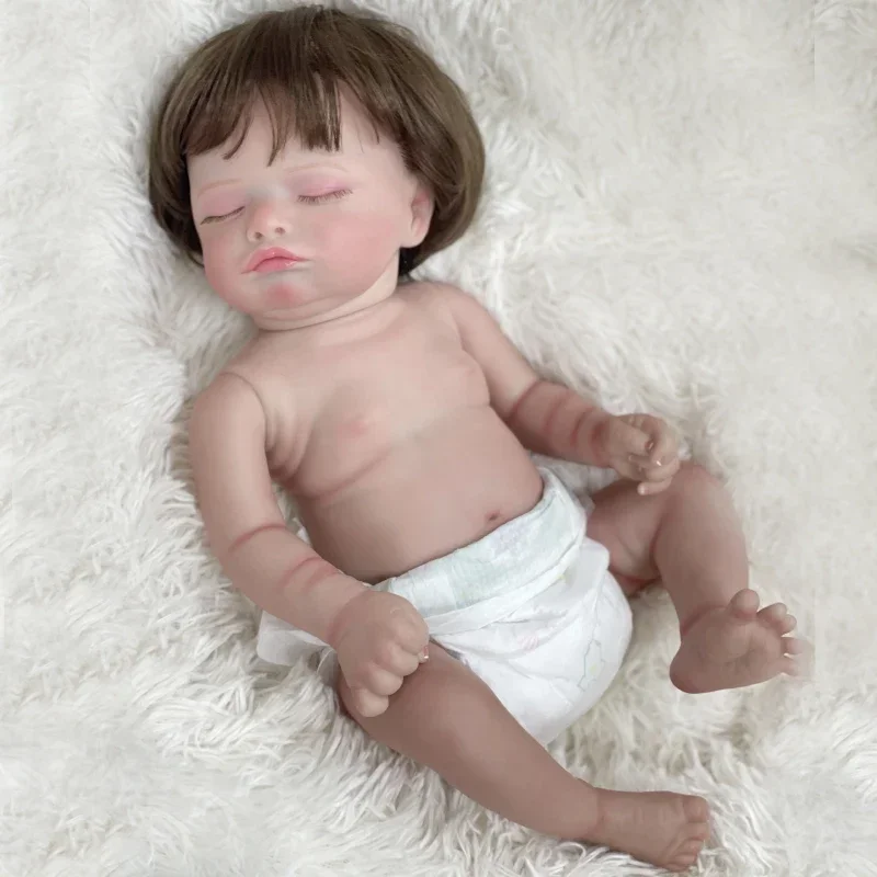 45cm Full Body Silicone Vinyl Reborn Baby Doll Sleeping Rosalie Soft Touch Baby 3D Skin with Visbile Veins Collectible Art Doll