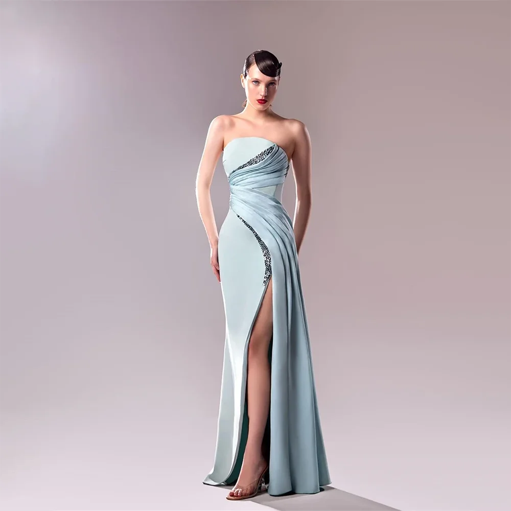 

Customized Sexy Mermaid Prom Dresses Strapless Beading Eevning Dresses Backless Floor-Length Party Dress Special Events Gala