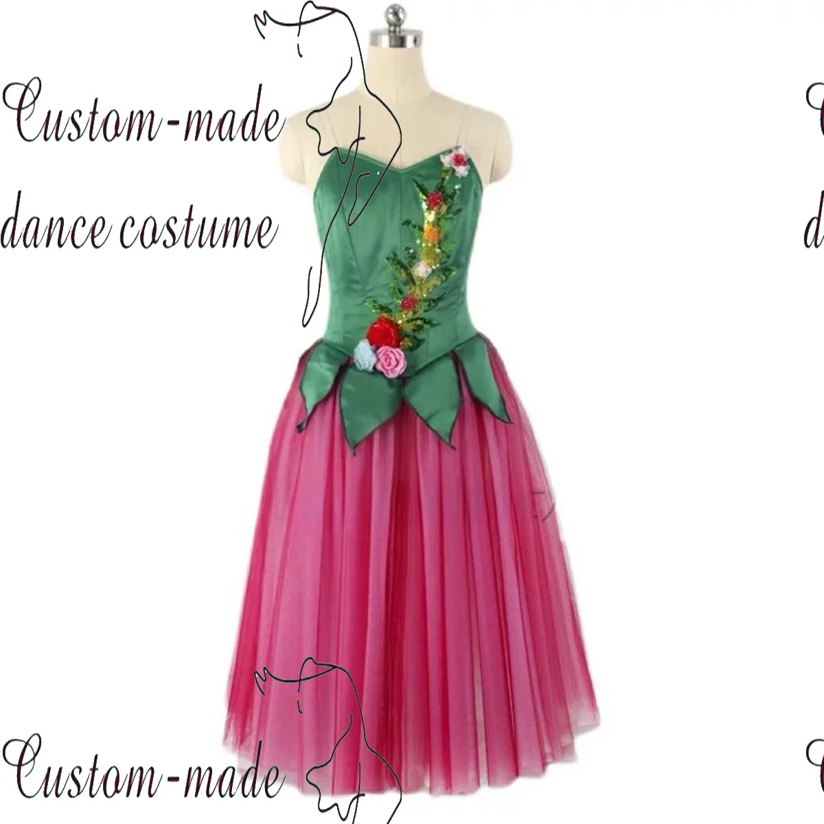 El despertar del dios de las flores en primavera y las variaciones de la falda de ballet de la diosa de las flores falda larga de rendimiento para niños