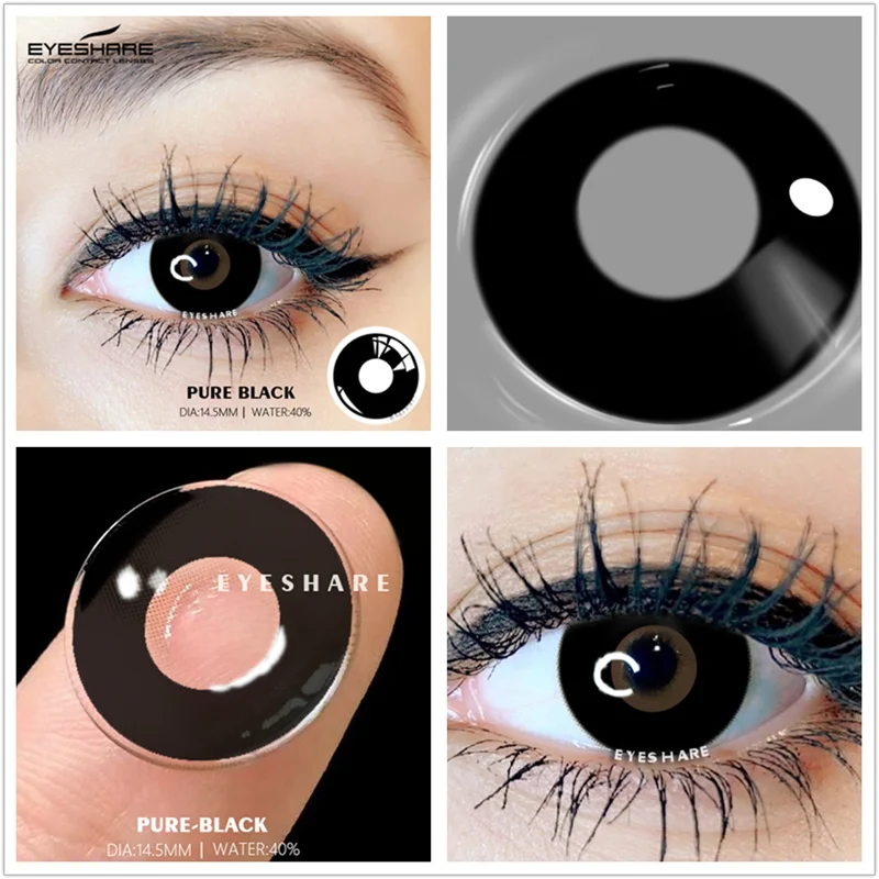 EYESHARE Cosplay Contact Lenses 1Pair Colored Contact Lenses for Eyes Black Lenses White Eye Lenses Contact Lenses for Halloween