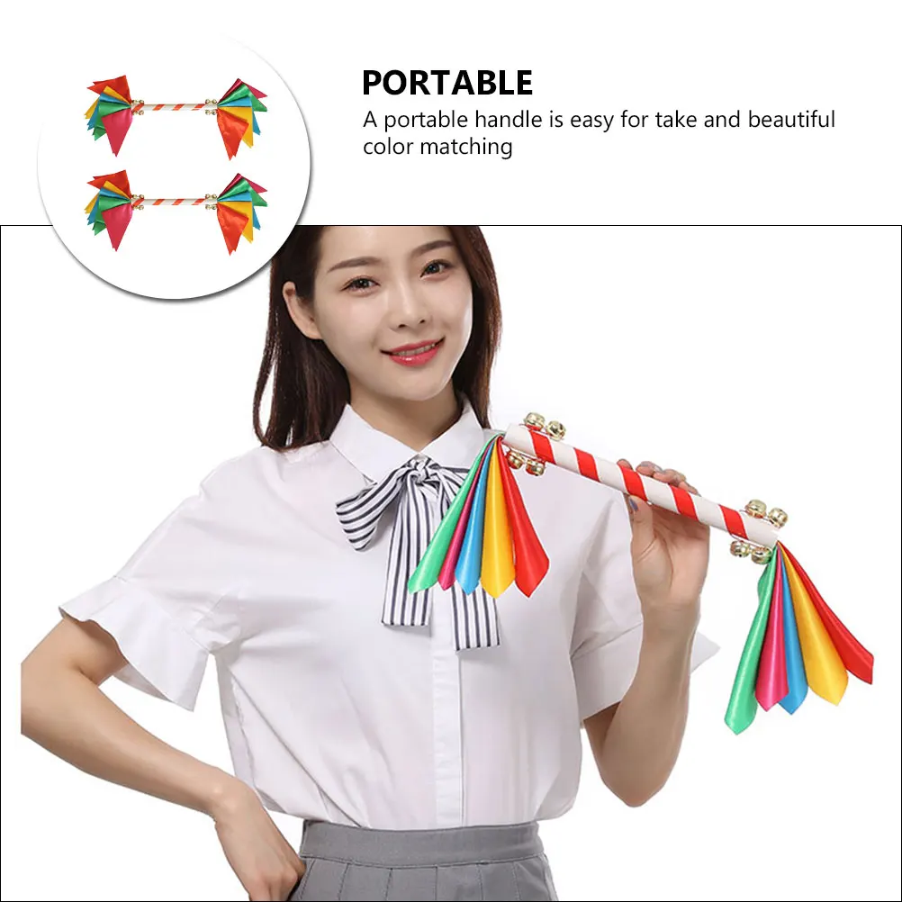 

2 Pcs Rattle Flower Stick Bell Cheering Prop Performing Accessory Tool Stage Property Fans Baby