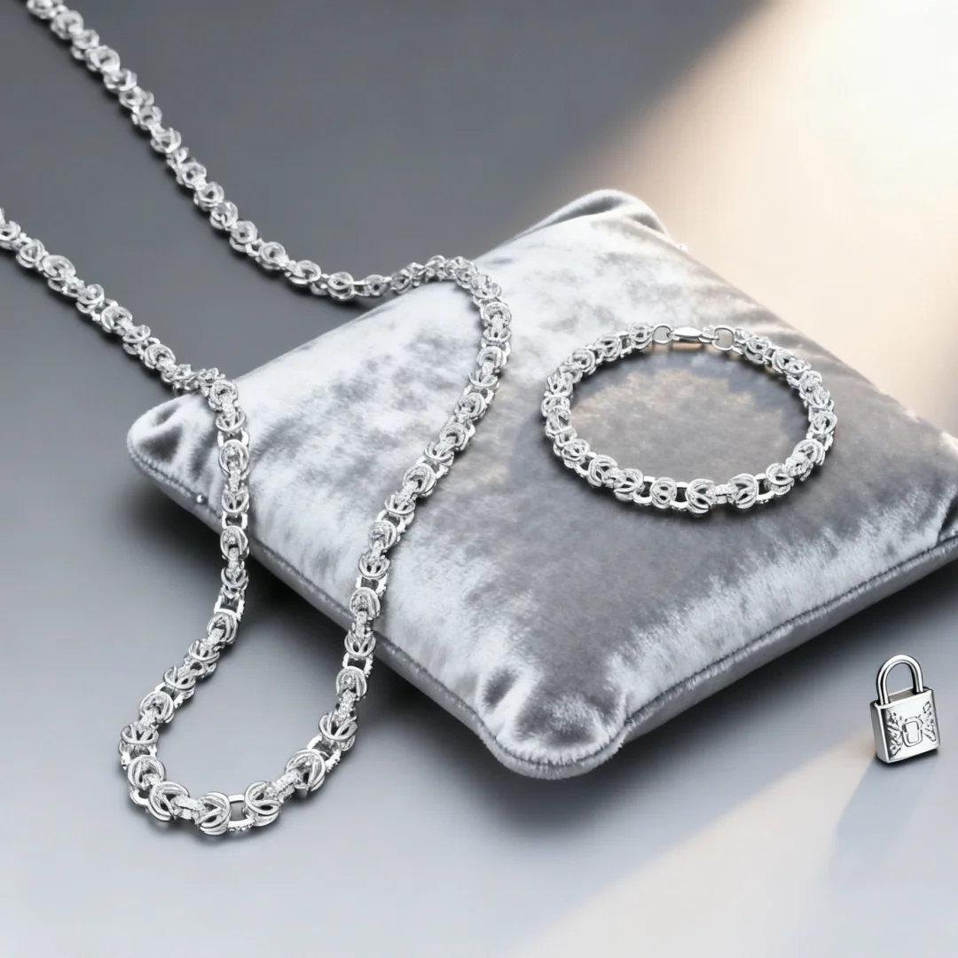 

New fine 925 sterling Silver lovely 8MM circle chains necklace bracelest for men streetwear Jewelry Set wedding Engagement gifts