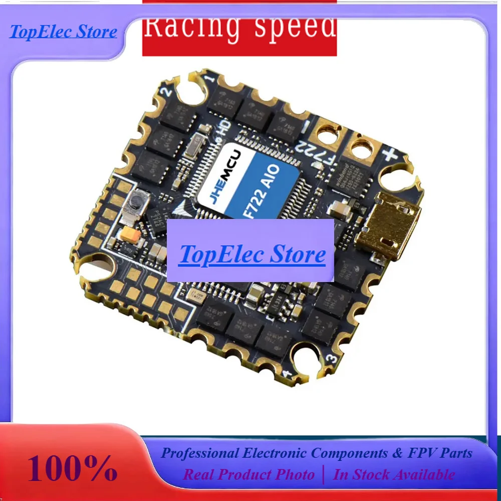 TopEsJHEMCU GHF722AIO-HD 40A All-in-One FC - Integrated Baro/OSD/BlackBox & 4-in-1 ESC (2-6S) For FPV Freestyle/Cinewhoop Drones