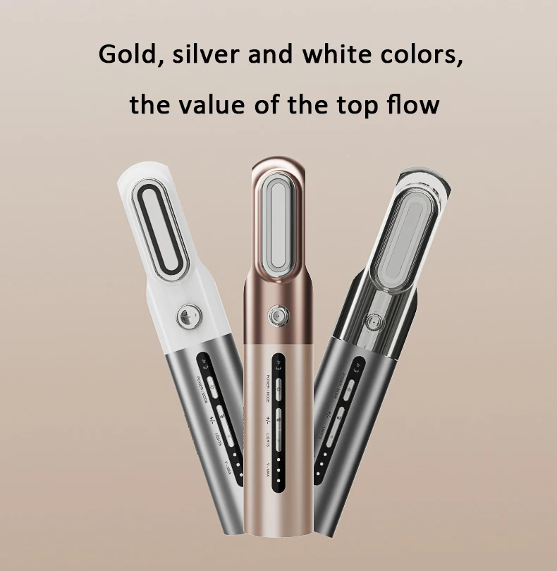 Thuisgebruik Ultrasone Negatieve Ionen Nano Gezichtshydratatie EMS Schoonheid Trillingen Introductie Apparaat Zuurstofinjectie Instrument