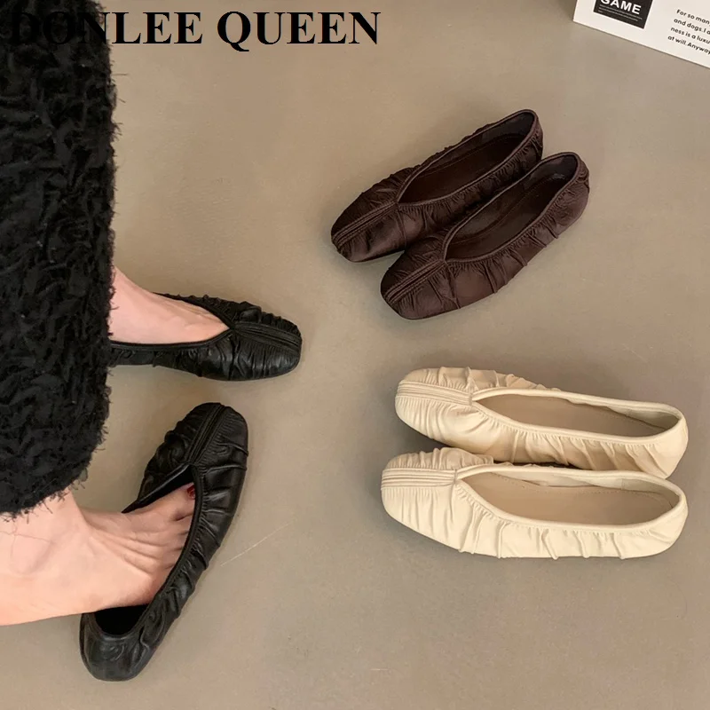 

Women Ballet Flats Shoes 2026 New Comfortable Pleated Loafers Women Shallow Soft Ballerina Female Shoes Versatile Fashion Mujer