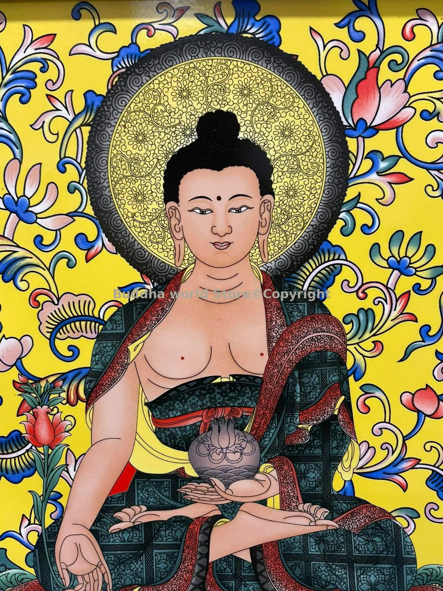 Buddhism Buddhist Supplies decor Shakyamuni Enamel porcelain buddha statue hanging painting HOME Temple altar blessing Prayer