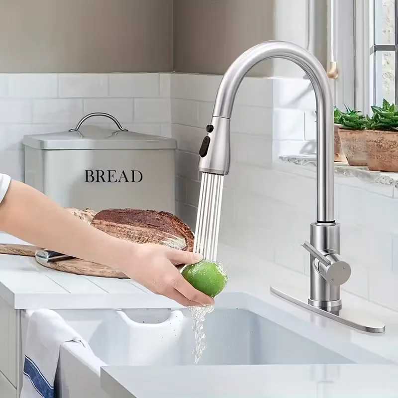 1pc-kitchen-faucet-with-pull-down-spray-single-handle-high-arc-commercial-stainless-steel-brushed-nickel-kitchen-sink-faucet