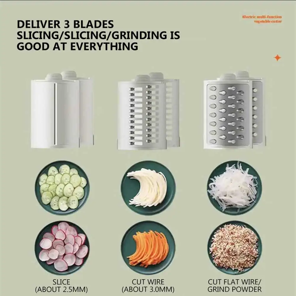 Cortador elétrico de vegetais para cozinha, ralador de queijo multifuncional, máquina de corte de alimentos, fatiador de queijo doméstico