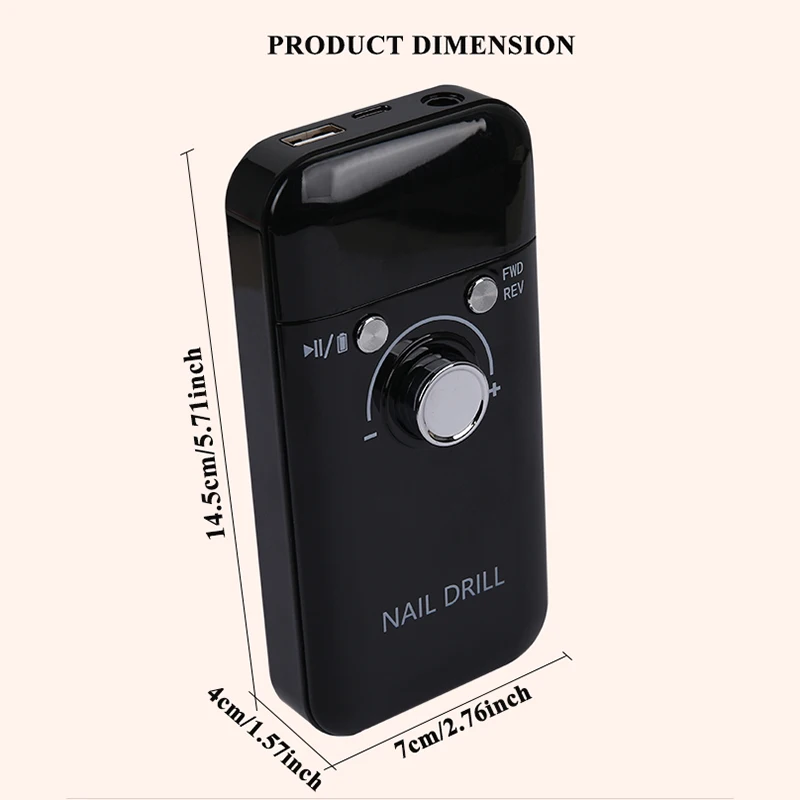 New 45000RPM Professional Electric Nail Drill Machine Rechargeable Nail Polishing File Low Noise Polisher Manicure Accessories