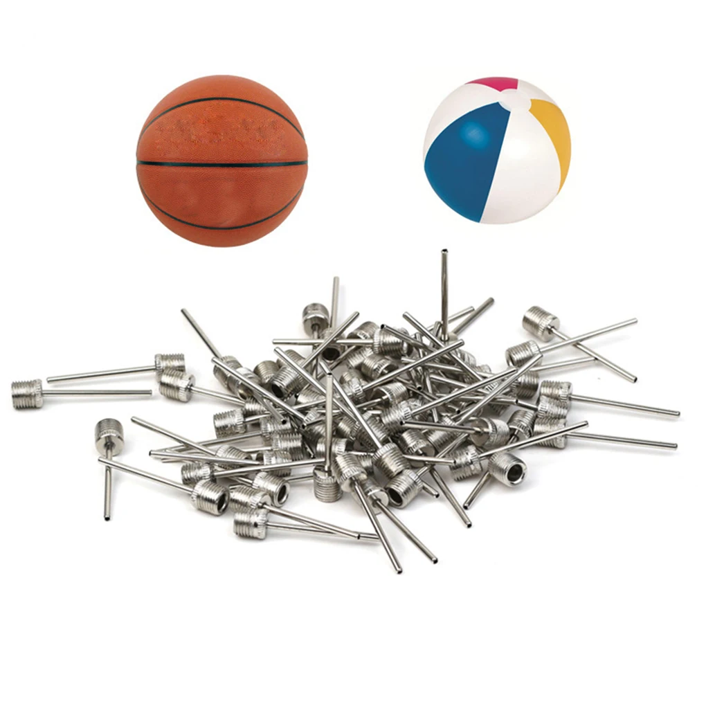 100pack/lot Portable Pump Needles Inflator Ball Needle Basketball Football Volleyball Stainless Steel American Style Needle