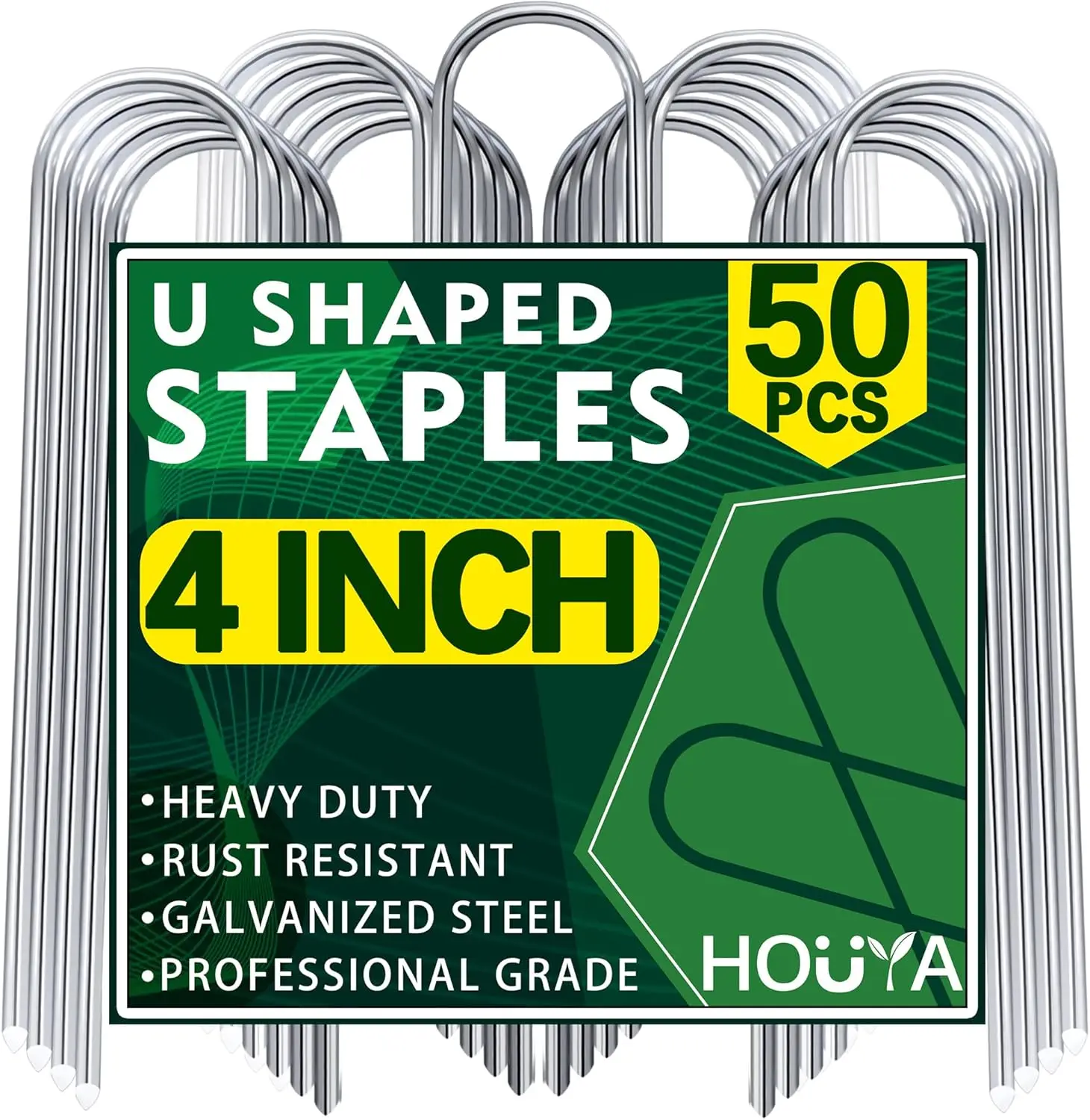 

50 Pack Galvanized U-Shaped Garden Stakes for Drip Irrigation, Soaker Hose, and Landscape Fabric
