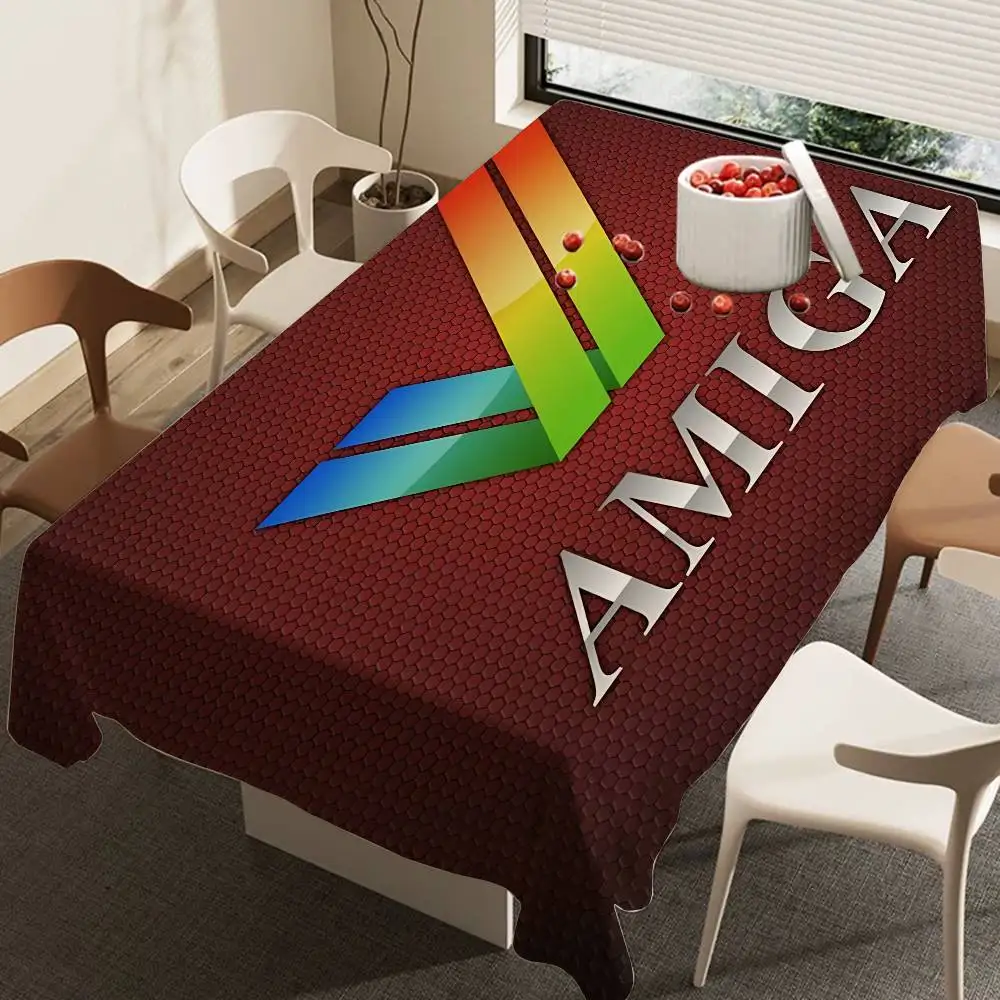 Amiga Logo Fashion Rectangle Tablecloths Printed Table Cloth For Farmhouse Holiday Wedding Party Dining Table Decor