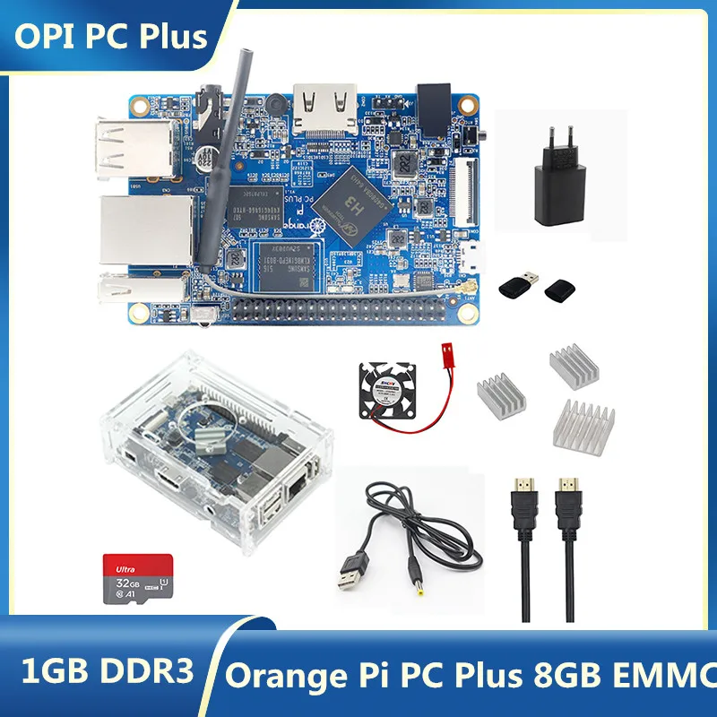 

Мини-компьютер Orange Pi PC Plus с Emmc флэш-памятью 8 ГБ, 1 ГБ ОЗУ, открытым ИК-кодом, портом Sup, 100 м портом Ethernet, Wi-Fi камерой Hdmi и микрофоном