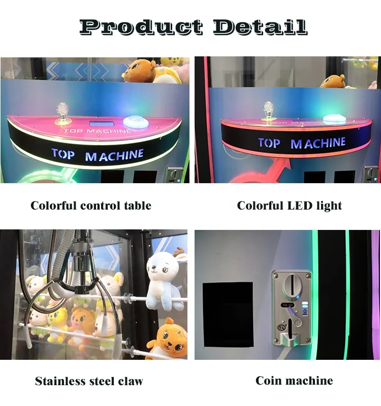 Coin claw machine indoor color LED light vending machine