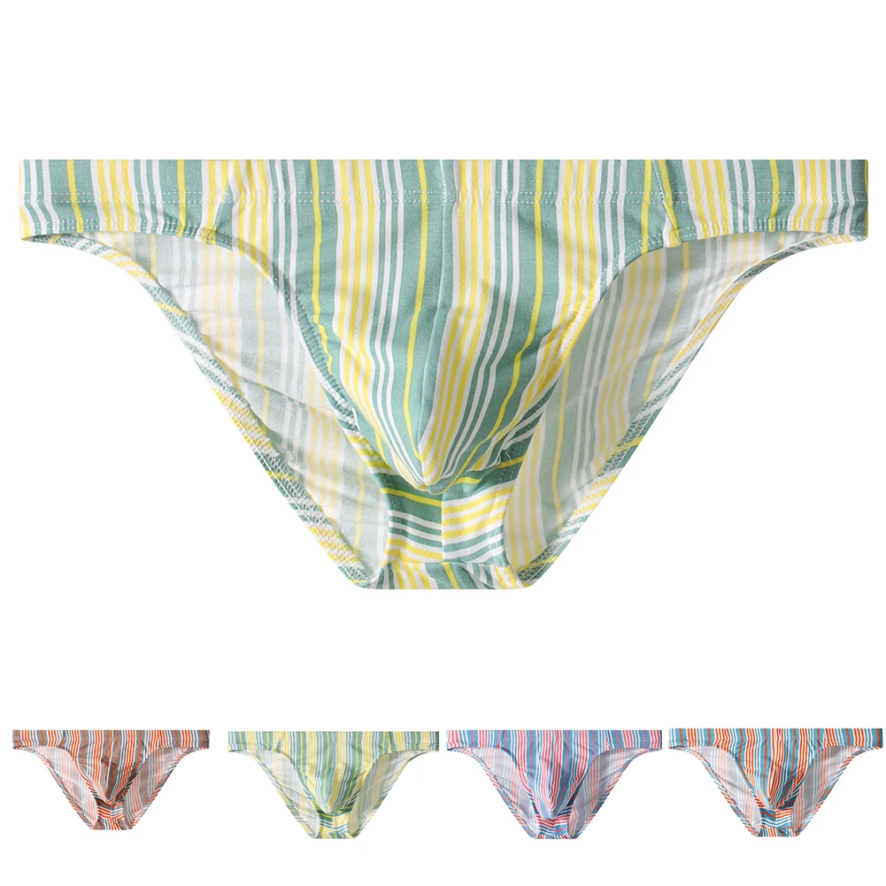 Fashion Men Striped Basic Style Briefs Underwear Casual Low Rise Breathable Comfortable New Underpants Panties