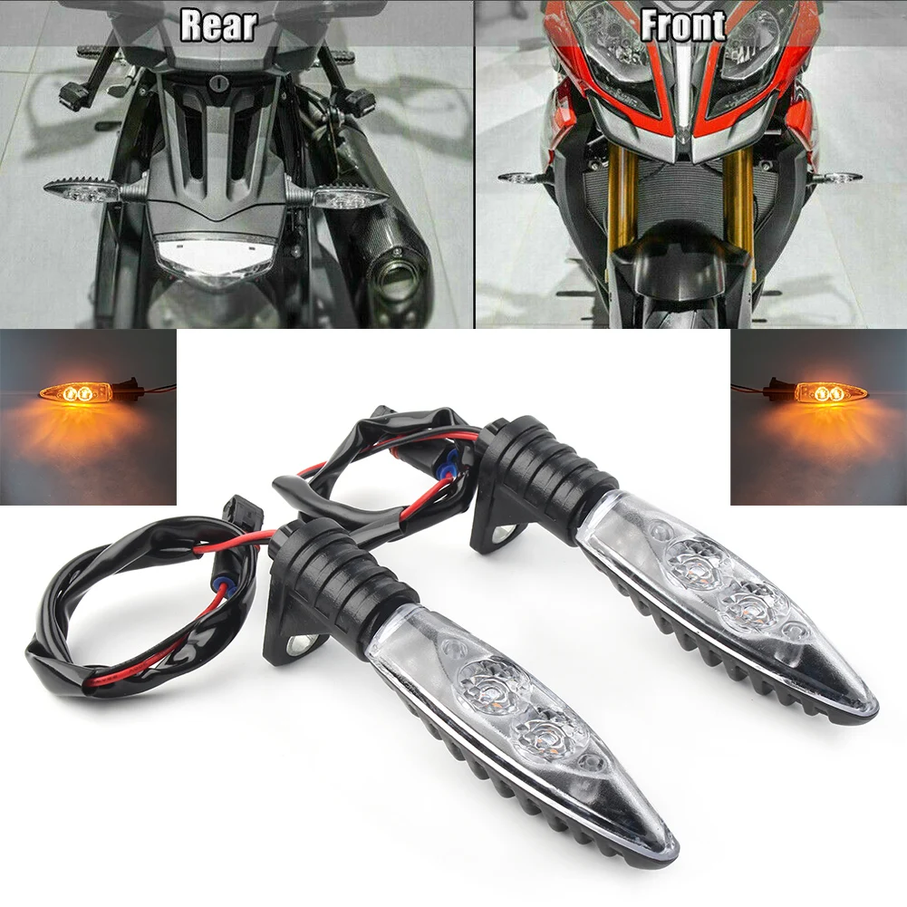 1Pair Clear Motorcycle Front LED Turn Signal Indicator Blinker Light For BMW HP4 S1000R S1000RR S1000XR F800R/GT/GS K1300R/S