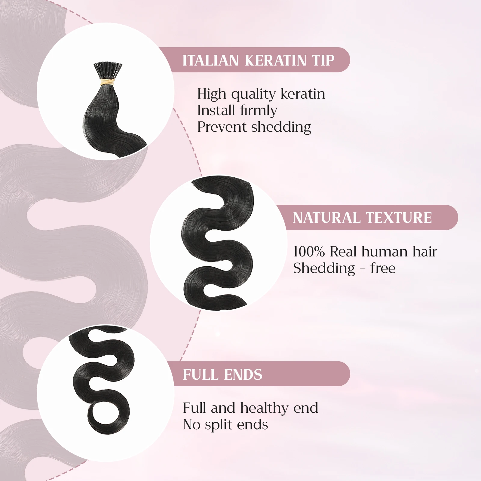 12-30 بوصة الجسم موجة I تلميح وصلات شعر 100% شعر بشري لعذراء غير مرئية فضفاض عميق ITip الشعر البشري للنساء 50 جرام Wacur 12A