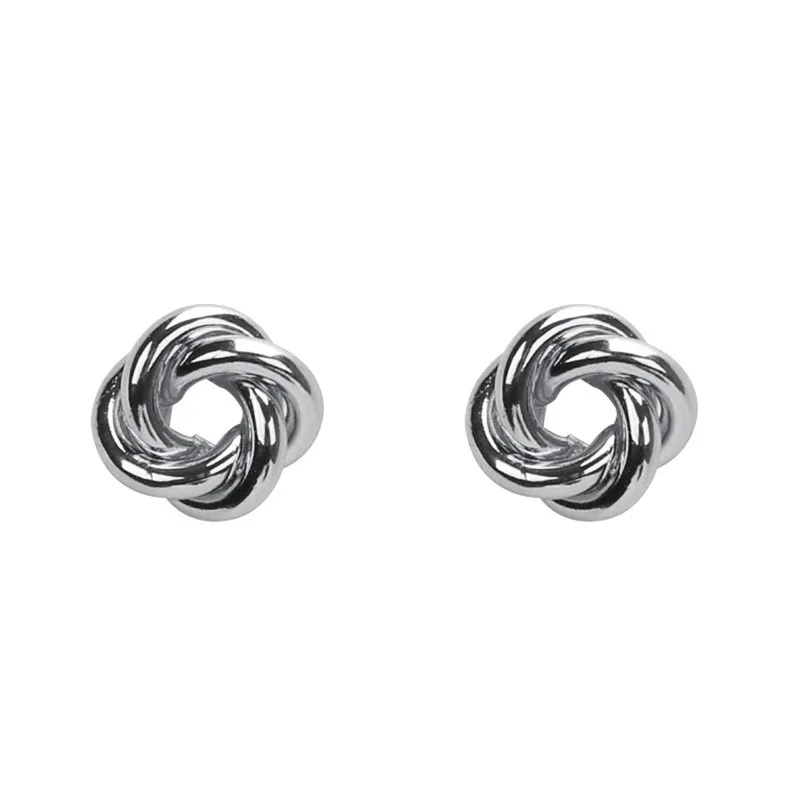 Stud Earrings for Women Rock Smooth Small Metal Knot Twist Flower Earrings Punk Party Jewelry Valentine's Day Gift Bijoux