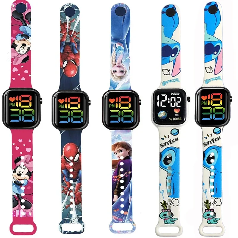 Disney Stitch & Lio Digital Watches Stitch Fashion Cartoon Action Printing Anime LED Type Watches Kids Watch Birthday Gifts