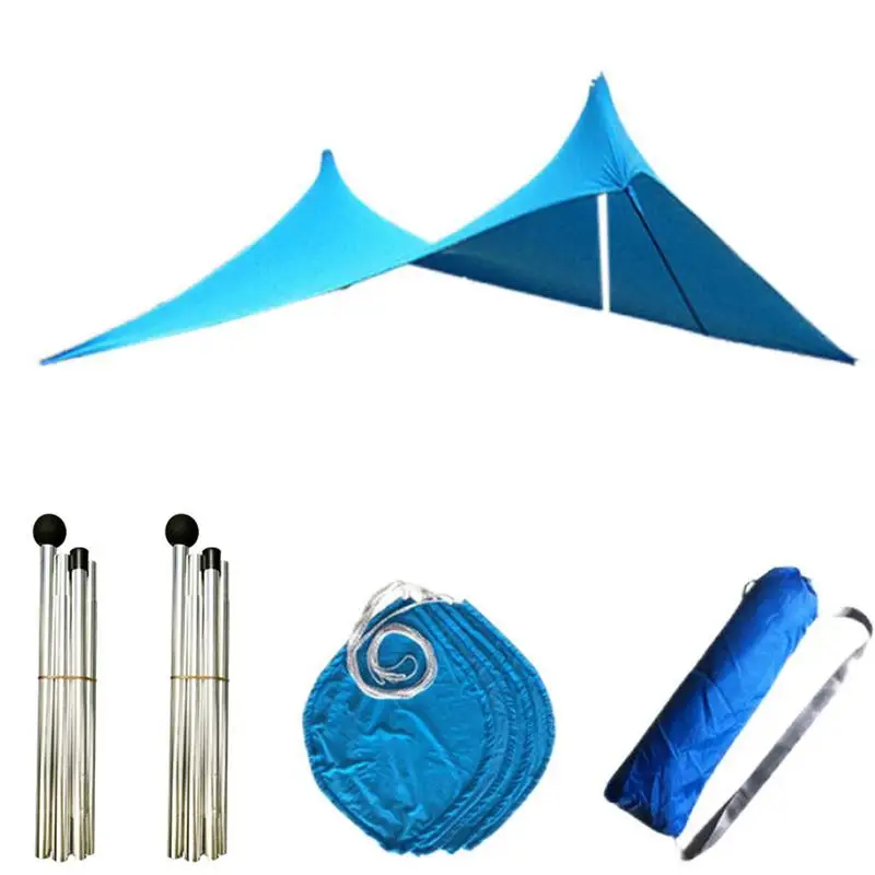 Beach Tent Sun Shelter Sun Shade Beach Canopy With UPF 50 Protection With 4 Sandbags Anti-UV Tent For Camping 4-8 Persons