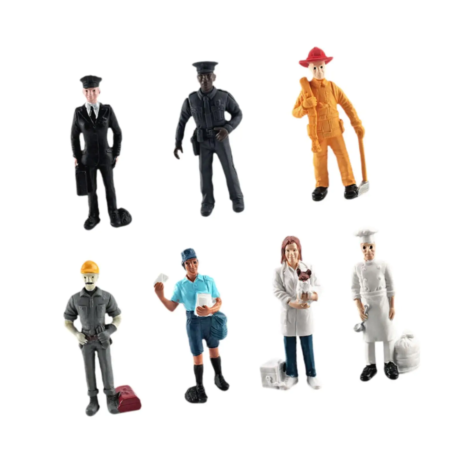 7x Mensen Figuren Menselijk Action Figure Model Pop Simulatie Beeldjes Carrière Standbeelden voor Woonkamer Micro Landschap Boekenkast