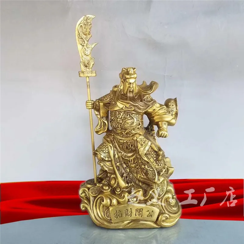 

Worship Large Ornament Living Room Home Office Brass God Of Wealth Guan Gong Buddha Statue Copper