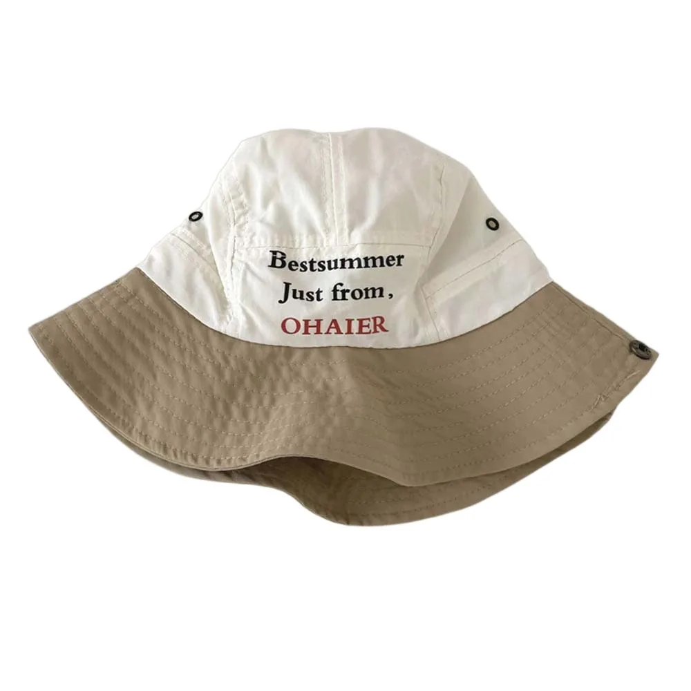 

Korean Style Candy Color Bucket Cap Comfortable Thin Summer Kid Sun Hat Windproof Rope Letter Embroidery Quick-dry Fisherman Hat