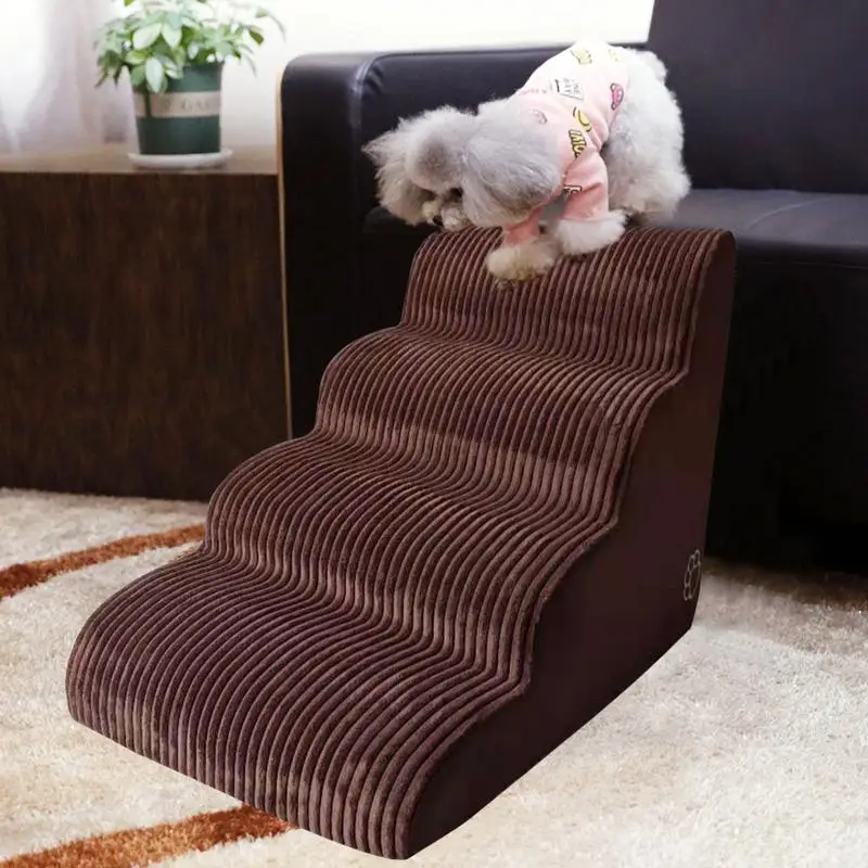 4 Tiers Steps Pet Stairs | Non-slip Soft Washable Removable Ramp Stairs | For Small Dogs Cats Training Play Steps 80x42x50cm