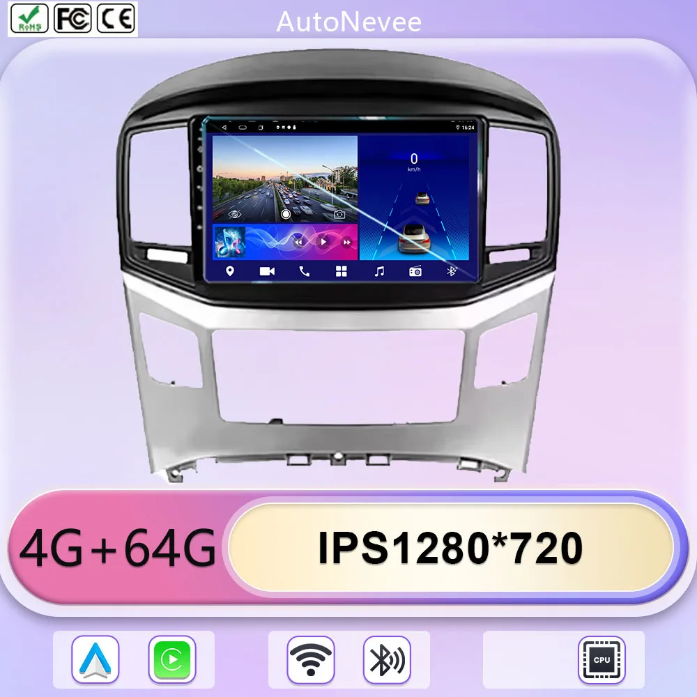 

Auto Carplay Android 14 Car Radio Hyundai H1 Grand Starex 2015-2020 Auto GPS Multimidia Player Stereo Touch QLED Screen DSP DVD