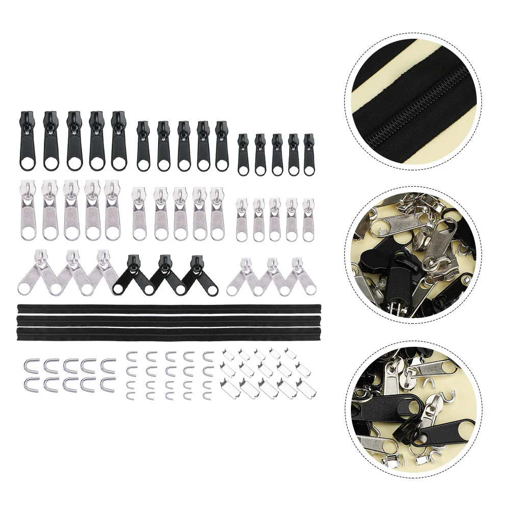 

87pcs Repair Kit Metal Sliders Replacement For Luggage Jackets Bags Jeans Coats Purses Tents Zipper Replacement For Clothing