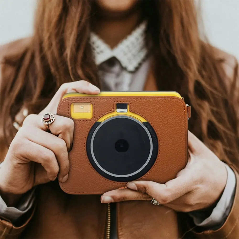 

Портативный защитный чехол из искусственной кожи для мгновенной камеры, противоударный, однотонный, с защитой от царапин, для Kodak Mini Shot 3 Retro C300R