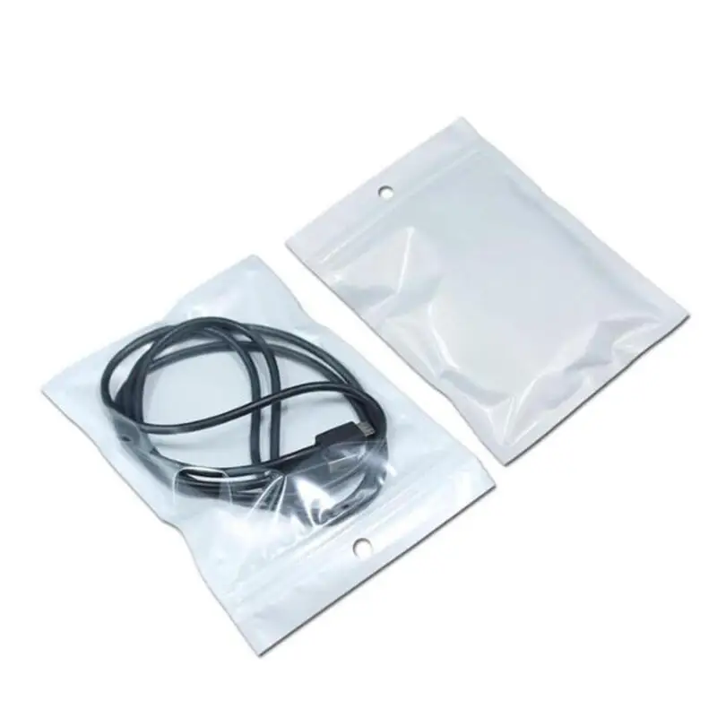 100pcs White Plastic Self Sealing Jewelry Bag Rings Necklace Bracelet Ziplocks Storage Holder Bags Anti-oxidation Jewelry Bag