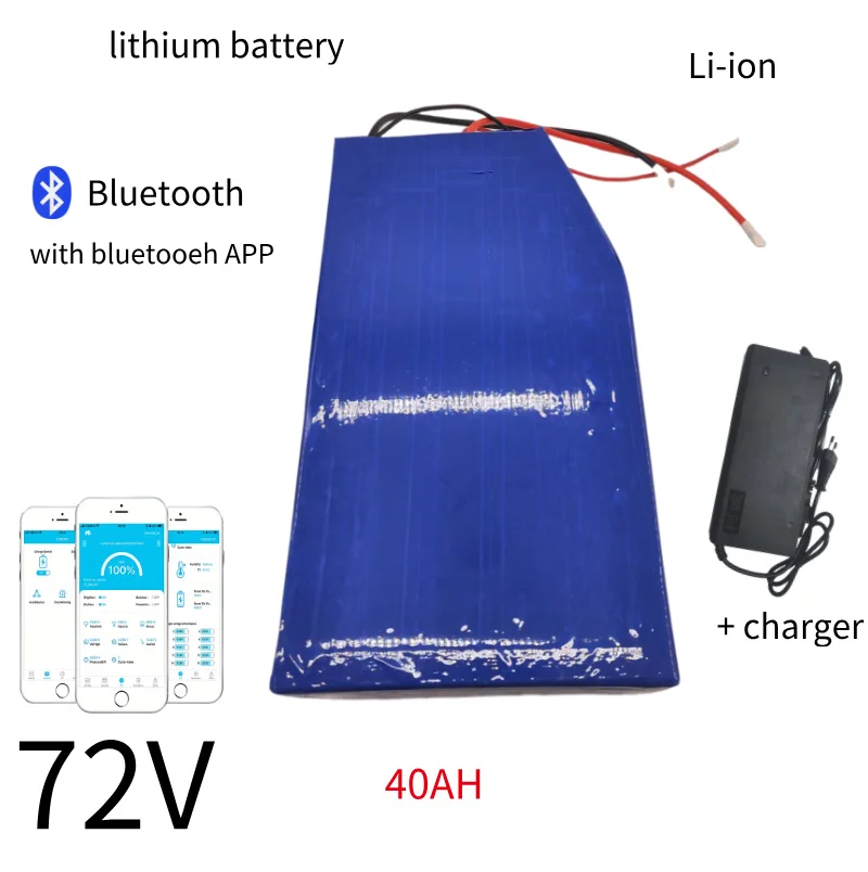 

Литий-ионный аккумулятор 72В 40Ач для электромотоцикла, комплект 5000Вт с BMS 72В + зарядное устройство 5А