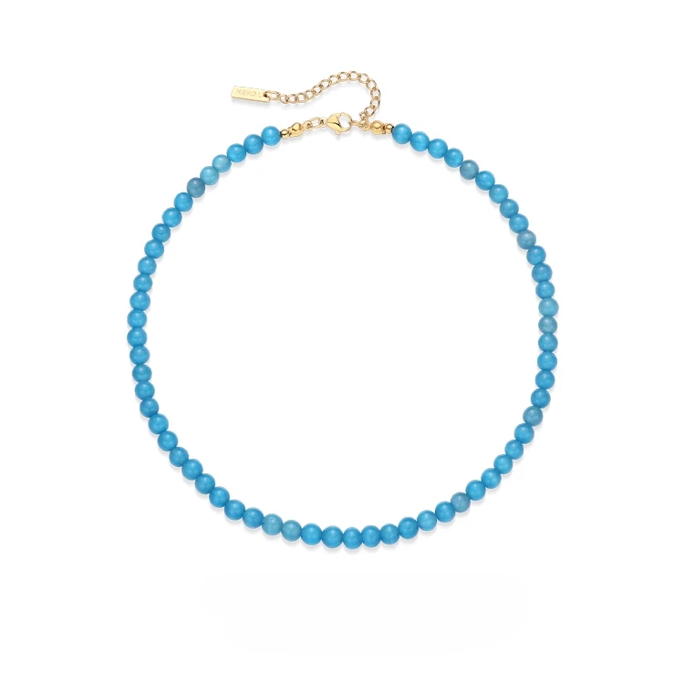

Blue opal colored beads personalized light luxury stacked collarbone chain