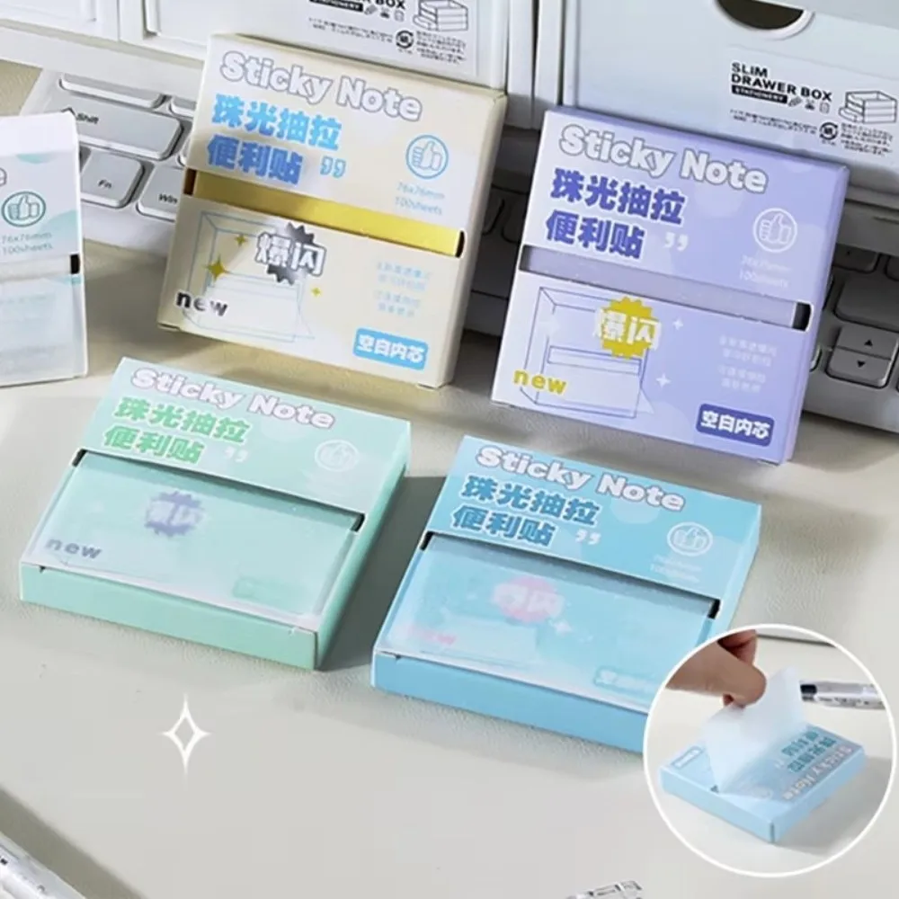 Pull Out Design Sticky Notes Translucent Macaron Color Memo Pad Paper Self-Adhesive Korean Style Planner Sticker