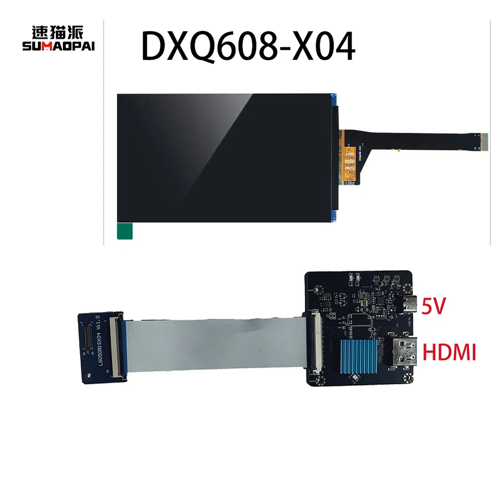 3D Printer Light Curing DXQ608-X04 Screen 6.08 Inch Mono2K 2560*1620 Resolution with HDMI to MIPI Driver Control Board