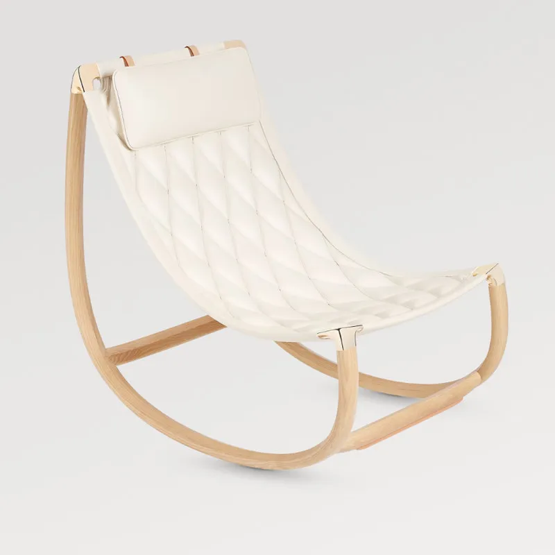 

Modern minimalist half-moon rocking chair designer walnut lazy lounge chair