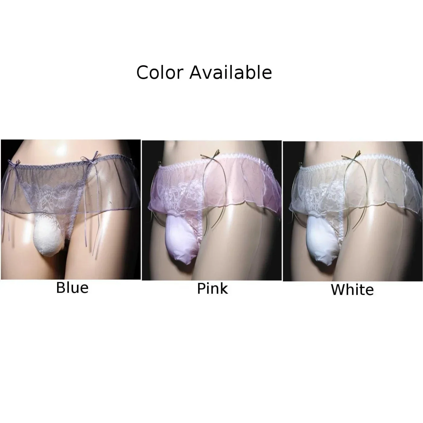 Men\'s Sexy Lace Erotic Thin Underwear Skirts Sissy Bulge Pouch Panties Glossy Shiny Wrap Egg Underpants Male Low Rise Lingerie