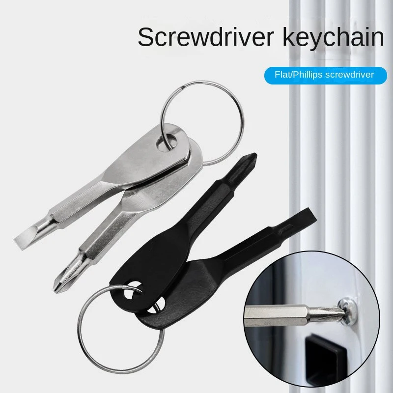 Pocket Keyring Screwdriver Multi Gadget Flat Phillips Slotted Key Ring Portable Outdoor Driver Repair Hand Tool Mini Screwdriver