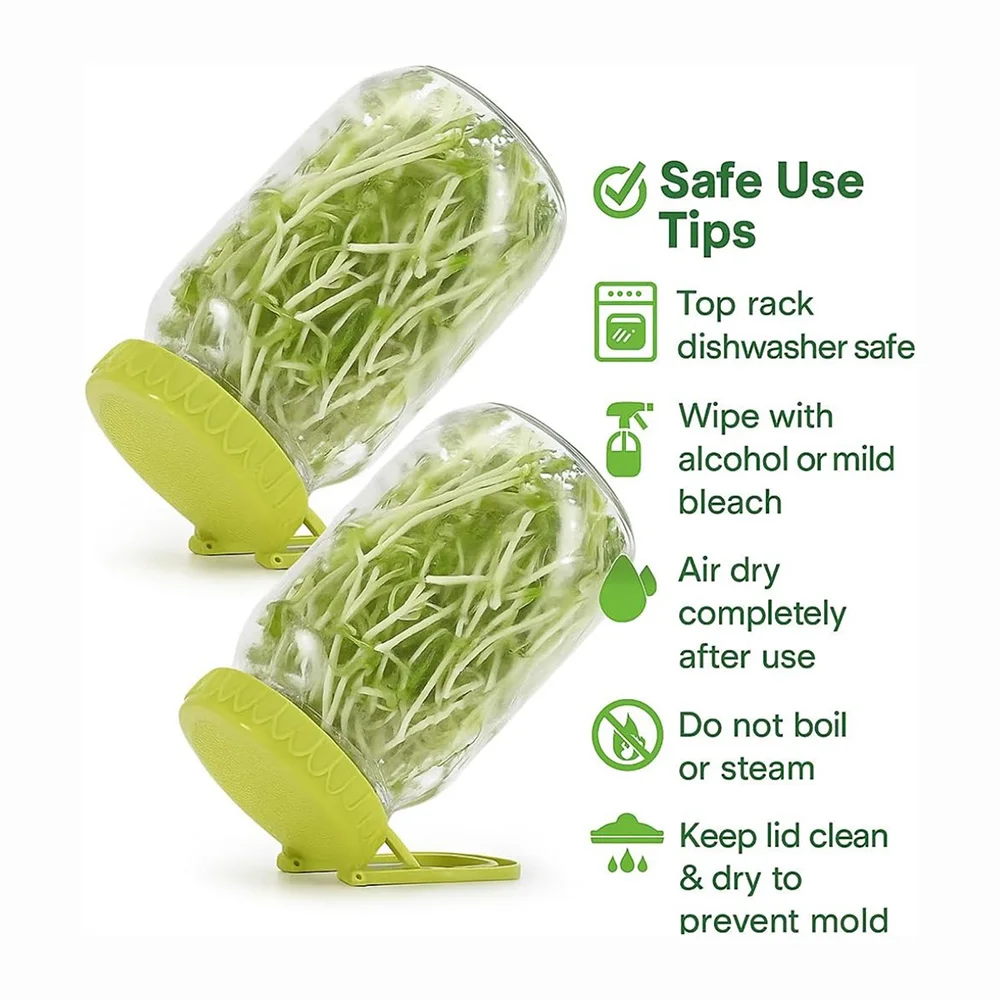

New with Stand Sprouting Lids Plastic Easy Seed Germination Sprout Maker Bean Sprouts Grow Kit for Wide Mouth Mason Jars