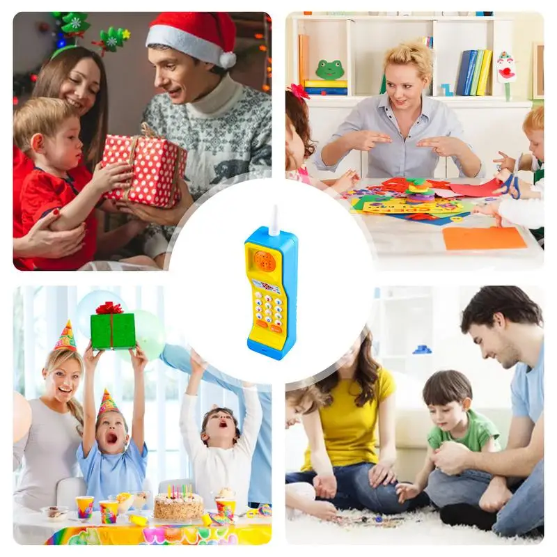 Kids Toy Phone Fun Musical Microphone Toy Educational Call & Chat Learning Play Phone Light Sound Effects Parent-Child