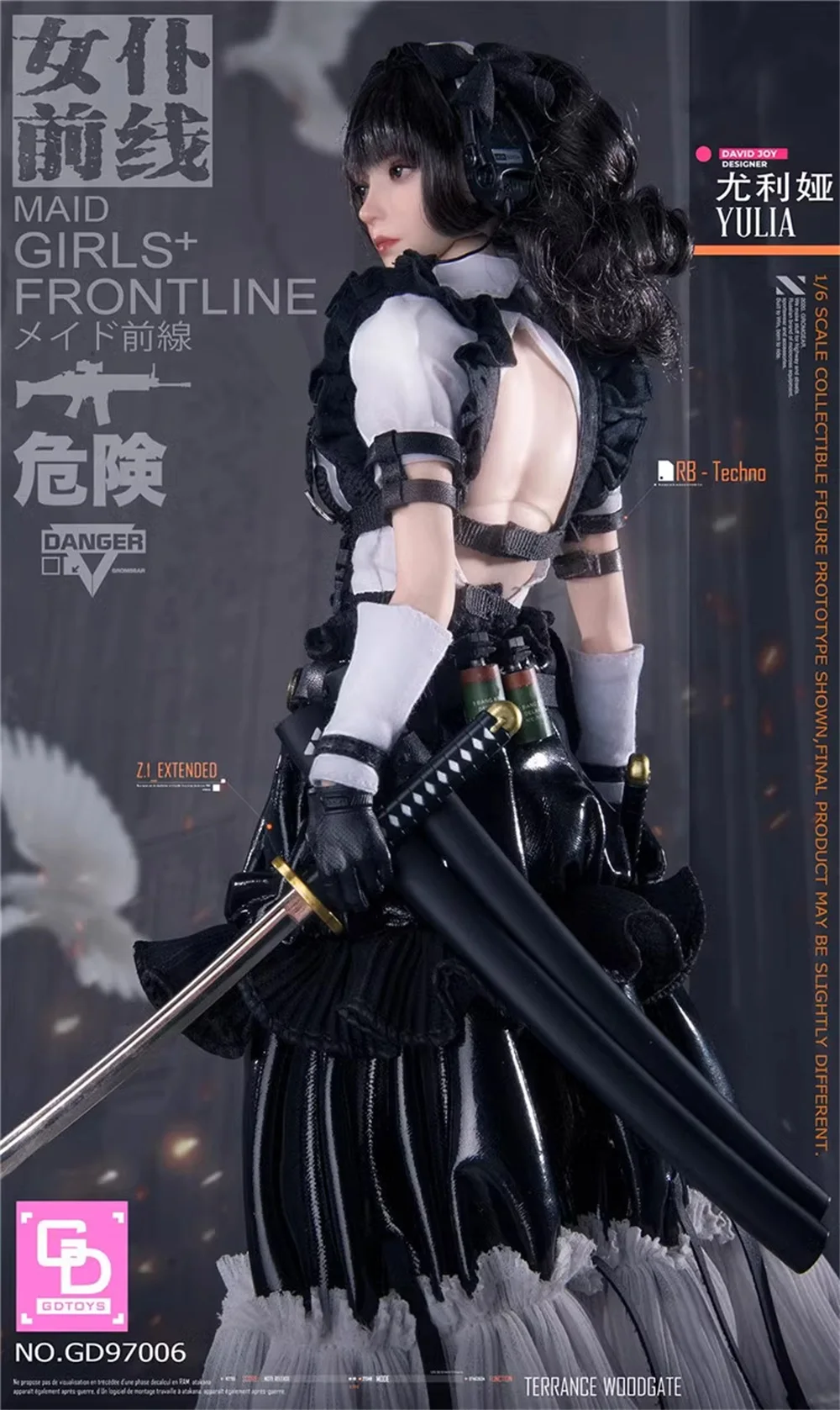 GDTOYS GD97006 kobieca pokojówka Mini zabawki zestaw długi podwójny broni pcv materiał dopasowany do 12 cali figurka kolekcjonować 1/6