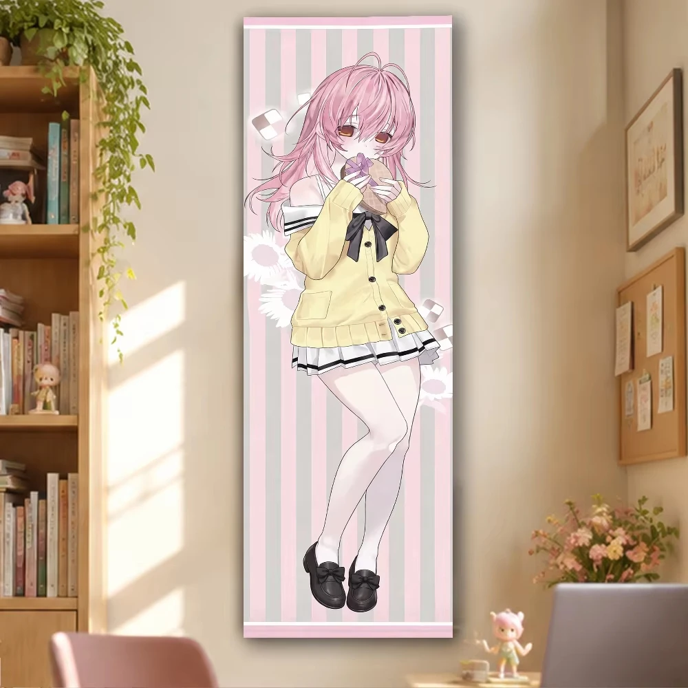 Du und ich und sie: Anime-Mädchen-Wandteppich mit langem, süßem, pinkfarbenem Kleid, vertikale Anime-Wanddekoration für Otaku-Schlafzimmer und Zuhause – Detail 1