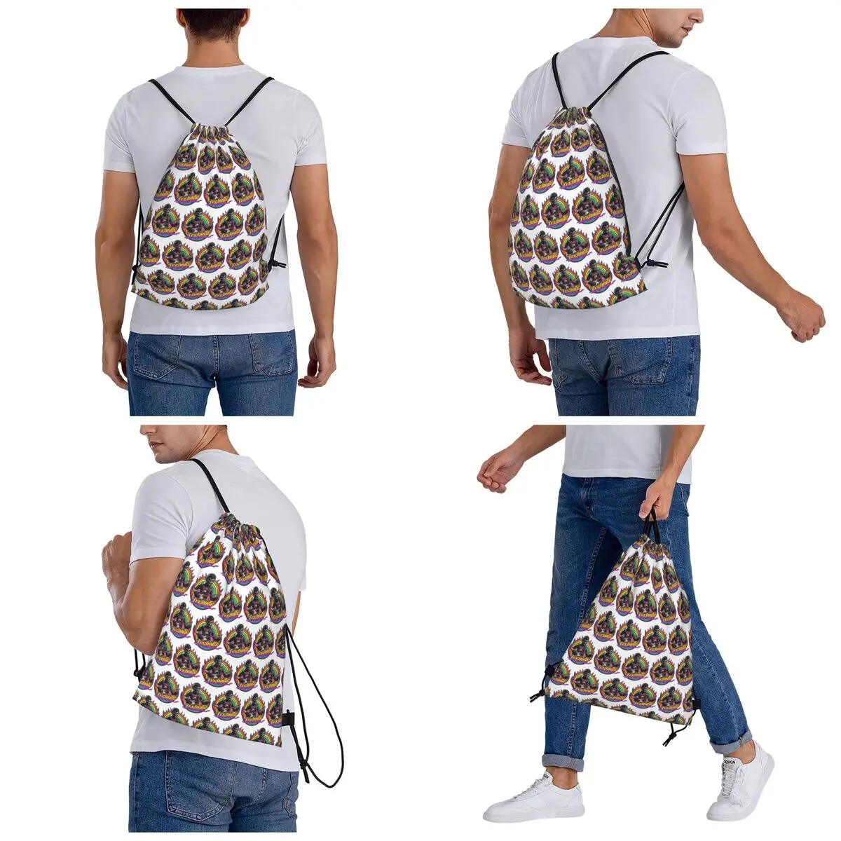 Pawsome Teenage Werewolf Backpacks Multi-function Drawstring Bundle Pocket Sundries Bag Book Bags for Man Woman Students