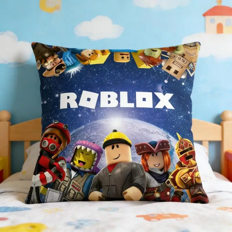 

45x45cm Game Roblox Cute Cartoon Print Pillow Case Cushion Cover Home Decor Birthday Gift Pillowcover